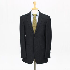 Kenneth Cole 40L Navy Striped 2-Button Sport Coat Blazer Jacket B791